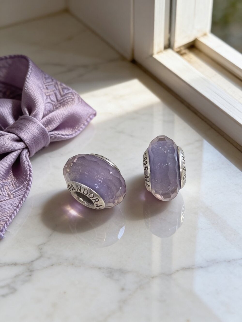 * Retired Purple Shimmer Faceted Murano Glass Charms *